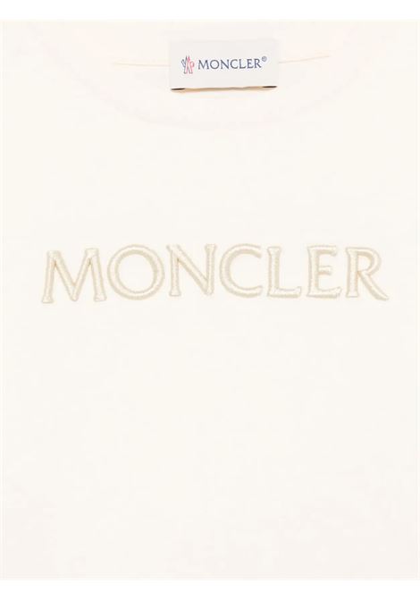 T-Shirt Bianca Con Logo Lettering Ricamato MONCLER ENFANT | 954-8C00016 89AT9050